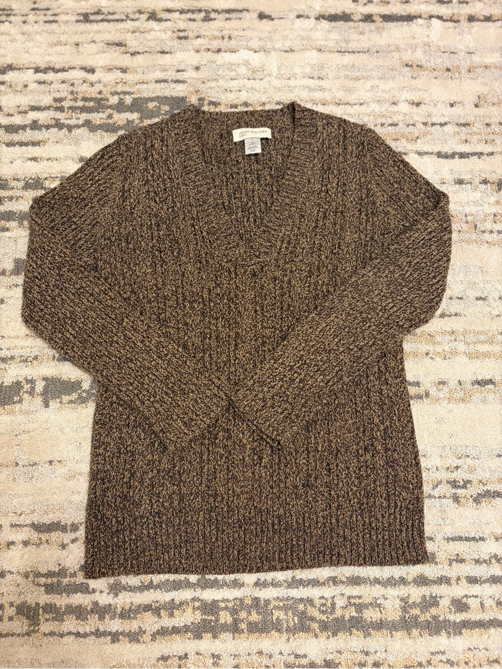 Jones New York | Cable Knit V-Neck Sweater - XL